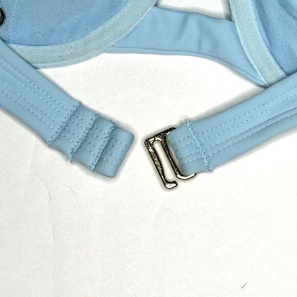 Xhiliration Junior's Women's Blue Shirred Underwire Adjustable Bikini Top New! - Picture 9 of 12